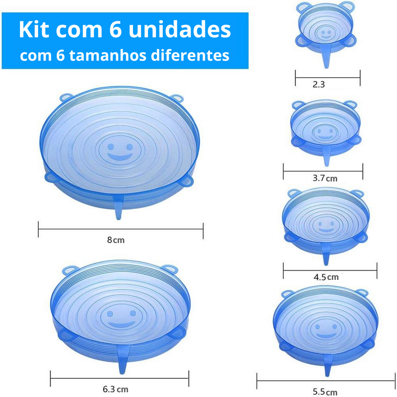 Kit Tampas de Silicone - PAGUE 4 E LEVE 6