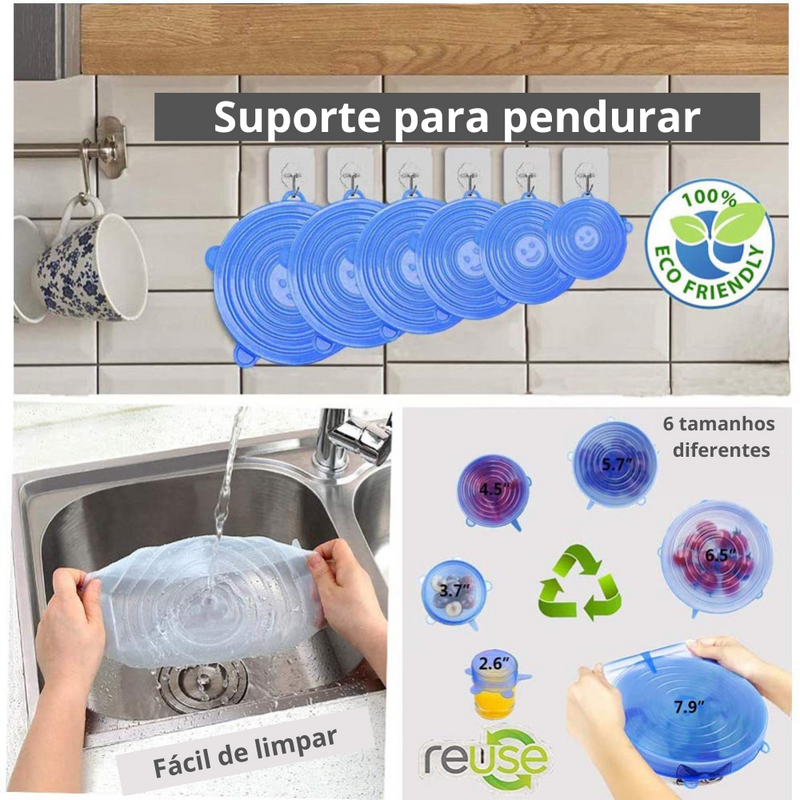 Kit Tampas de Silicone - PAGUE 4 E LEVE 6