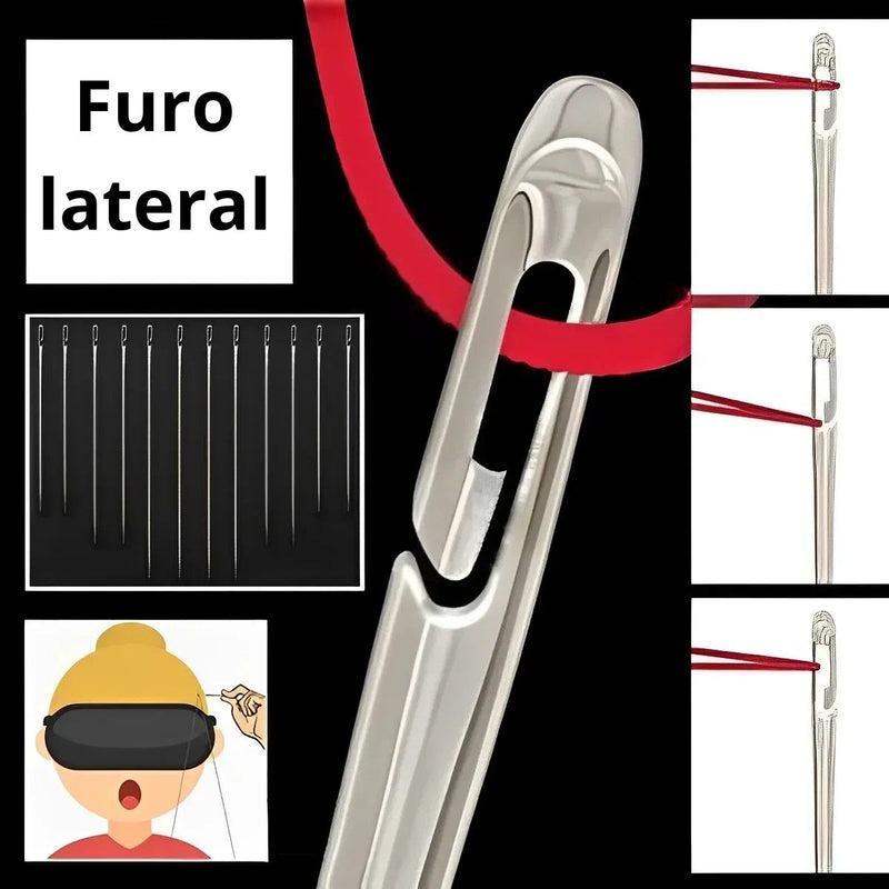 Kit de Agulhas em Aço Inoxidável com furo lateral