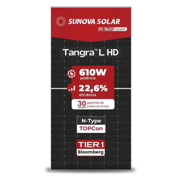 Painel Solar Sunova - SS-610-66MDH-G11(T) TANGRA L TIER 1 610W MONO HALF CELL